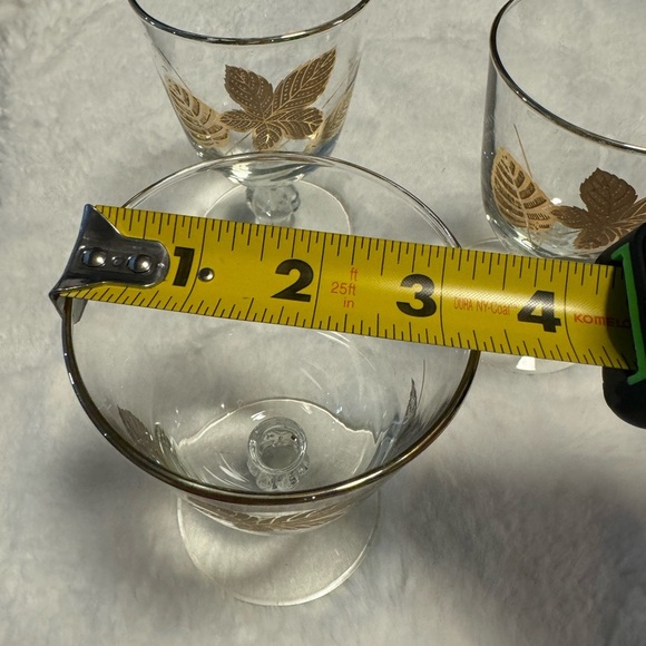 Libbey MCM Vintage Gold Leaf Stemmed Sherbet Liquor Champagne Cocktail Glasses - Picture 8 of 10